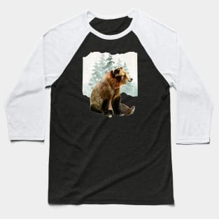 Watercolor grizzly bear sitting Baseball T-Shirt